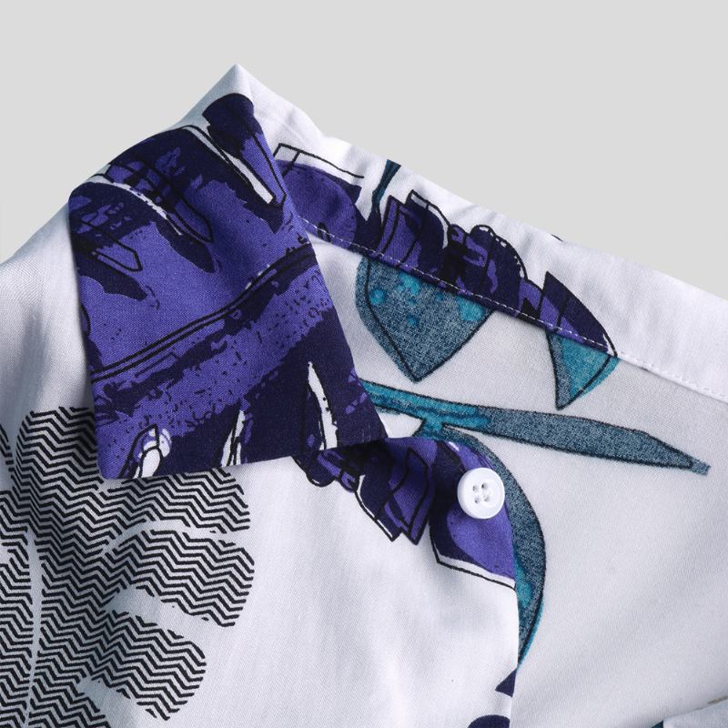 Tropical Plants Med Tryck Hawaiian Beach Shirts
