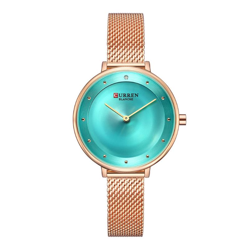 Casual Style Kvinnor Armbandsur Mesh Rostfritt Stål Kvarts Klockor