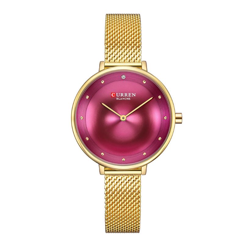 Casual Style Kvinnor Armbandsur Mesh Rostfritt Stål Kvarts Klockor
