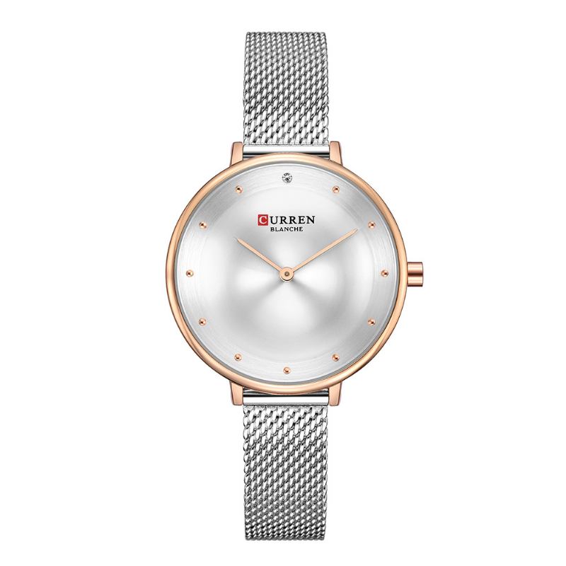 Casual Style Kvinnor Armbandsur Mesh Rostfritt Stål Kvarts Klockor