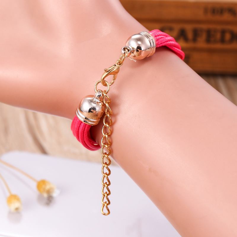 Guldfodral Färgglada Läderpärlorrem Damklänning Kvinnor Armband Armband Quartz Watch