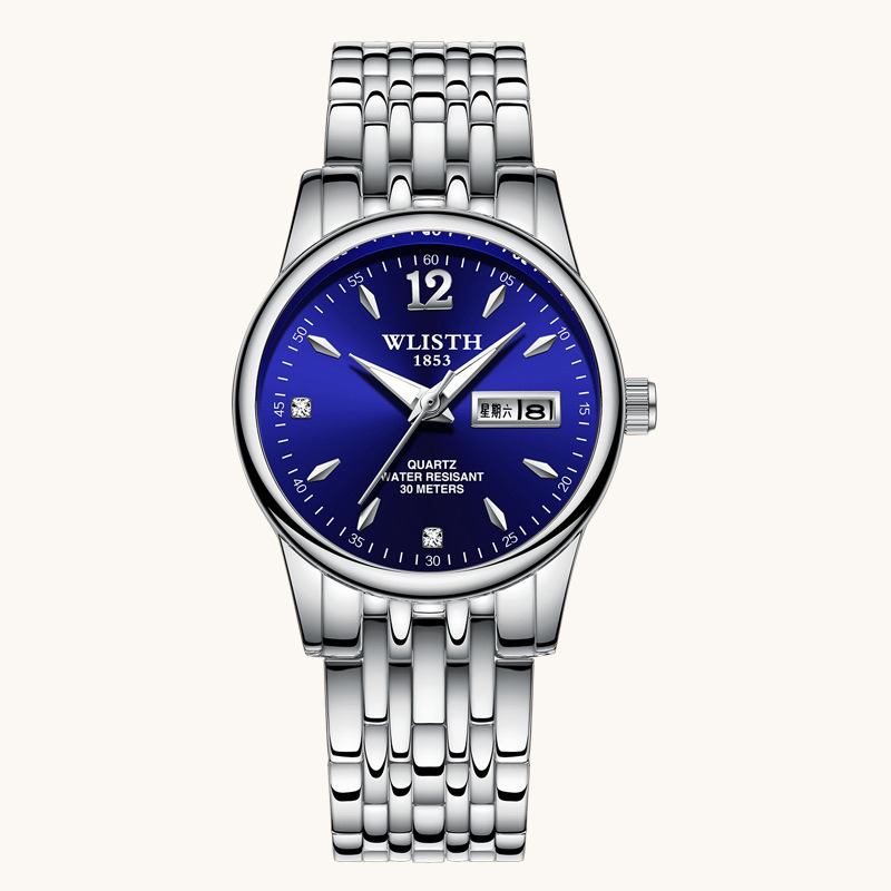 Mode Business Dam Klänning Kvinnor Full Steel Luminouds Display Quartz Watch