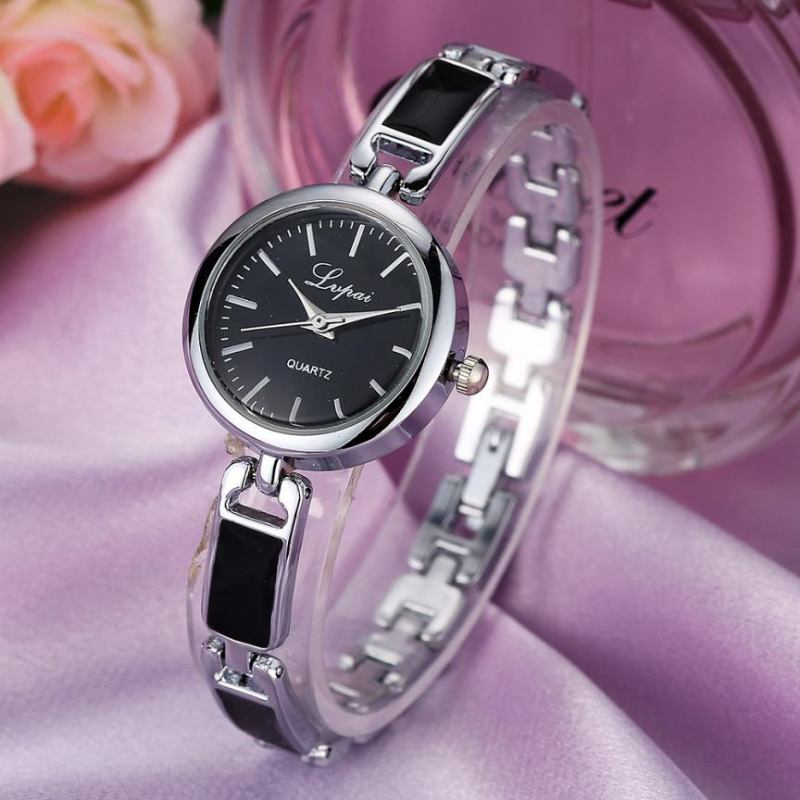 Rostfritt Stål Rhinestone Dam Armband Watch Elegant Design Quartz Watch