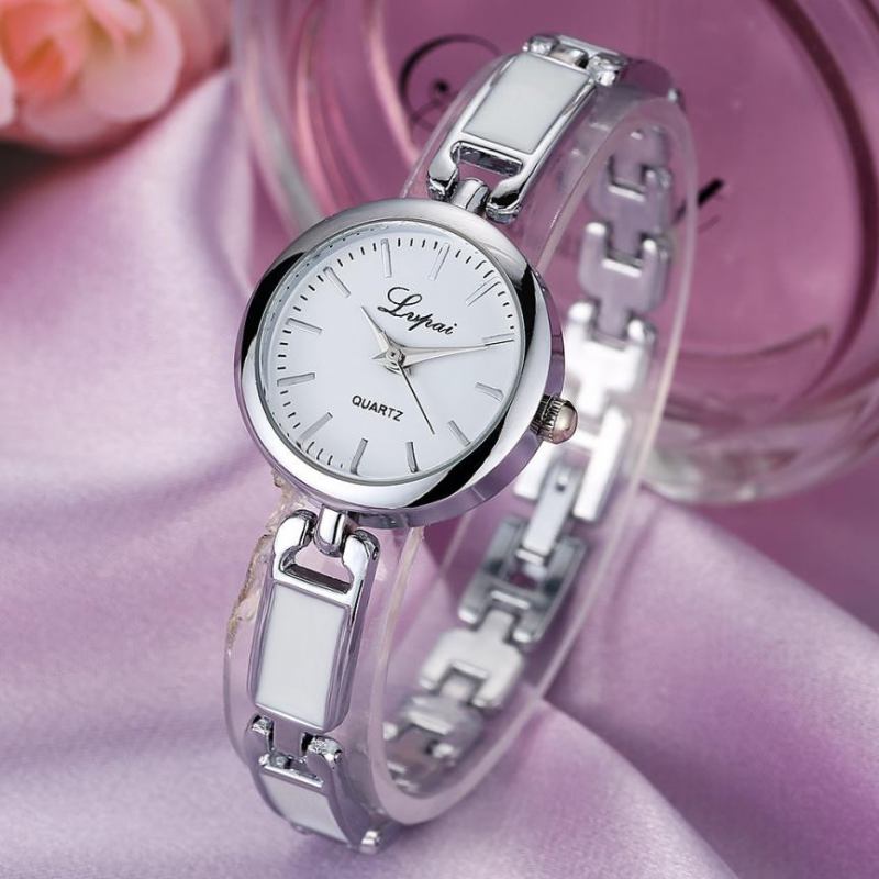 Rostfritt Stål Rhinestone Dam Armband Watch Elegant Design Quartz Watch