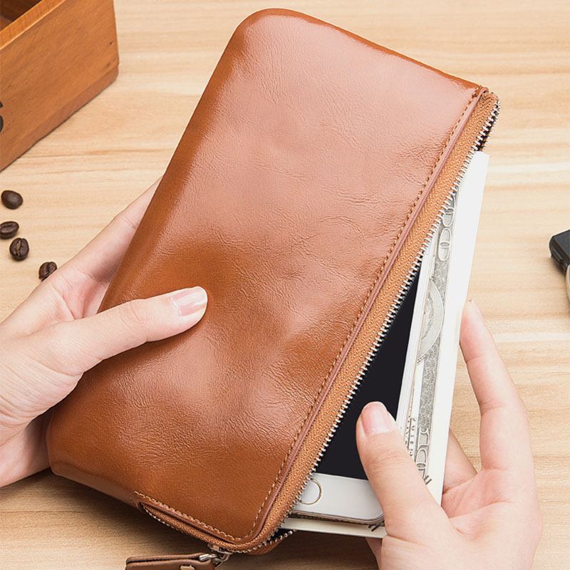 Herrmode Lång Dragkedja Plånbok Clutches Väska Telefonväska Business Bag