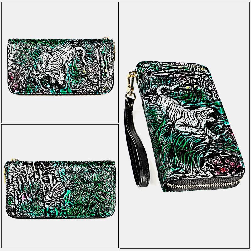 Män Äkta Läder Blocking Wallet Clutches Väskor