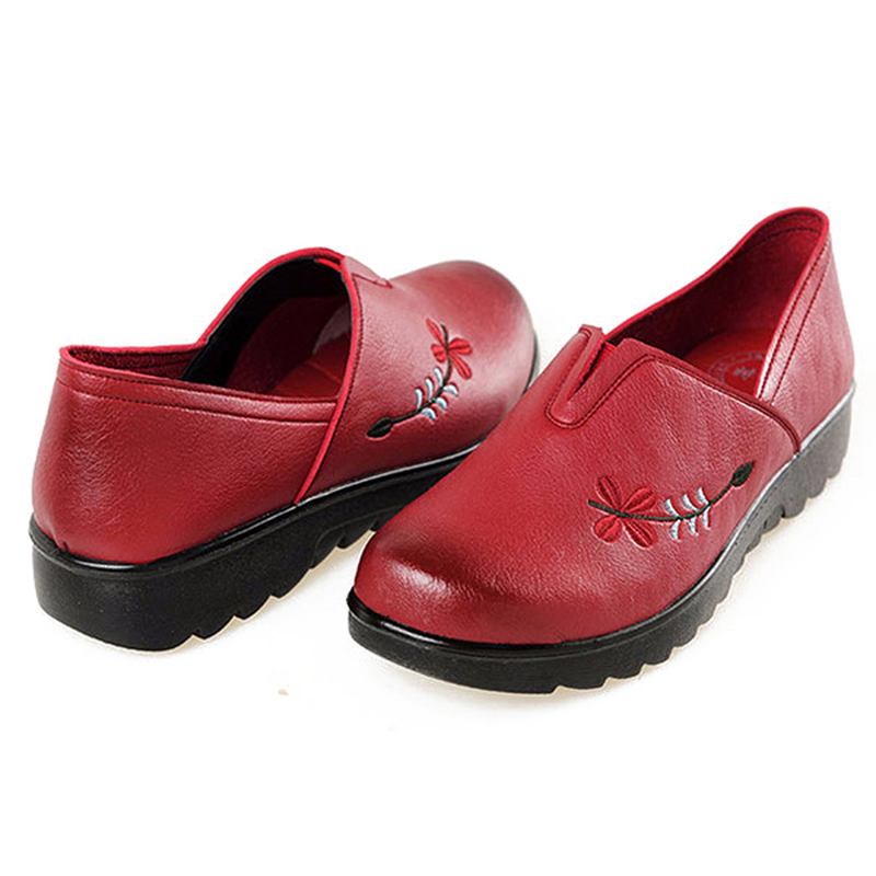 Broderi Mjuk Sula Casual Shoe Slip On Flat Loafers För Kvinnor