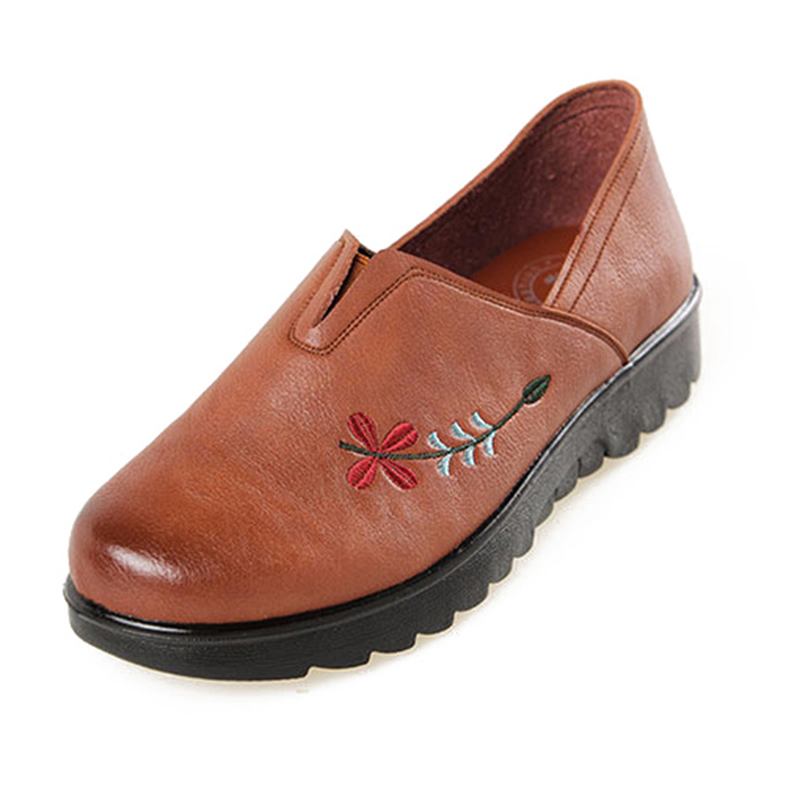 Broderi Mjuk Sula Casual Shoe Slip On Flat Loafers För Kvinnor