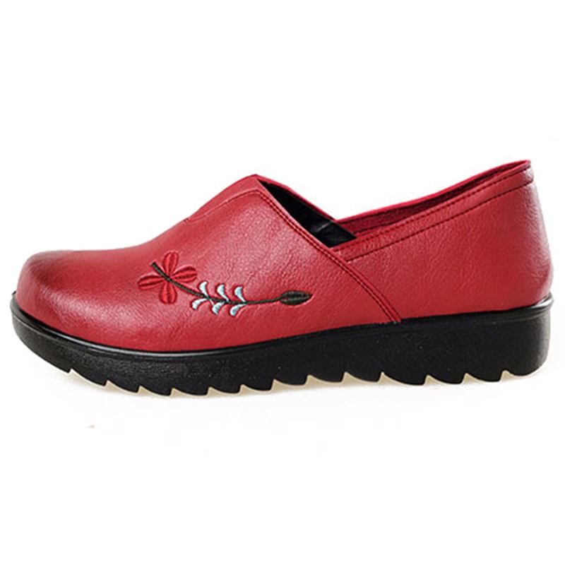 Broderi Mjuk Sula Casual Shoe Slip On Flat Loafers För Kvinnor