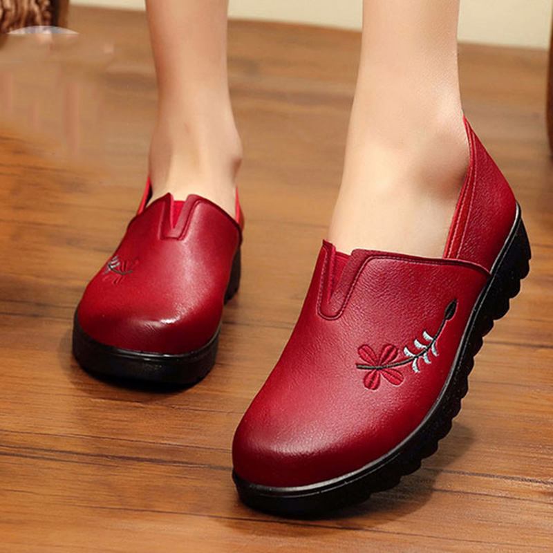 Broderi Mjuk Sula Casual Shoe Slip On Flat Loafers För Kvinnor