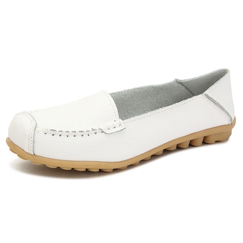 Dam Flats Shoes Bekväma Casual Slip On Round Toe Mjuka Flat Loafers Skor