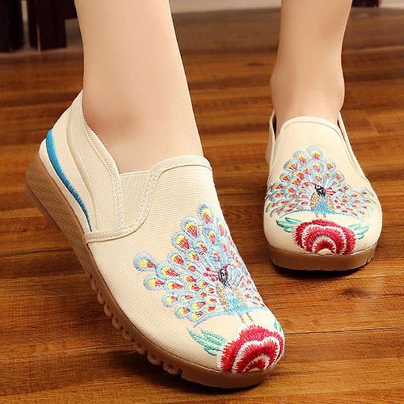 Dam Loafers Blommor Slip On Flat Casual Shoes
