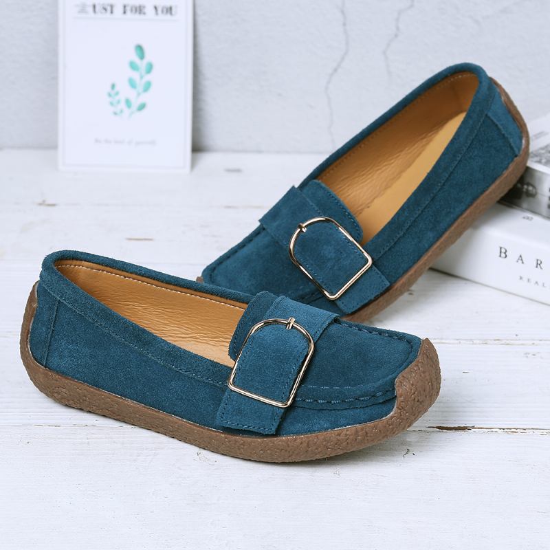 Dam Metalldekor Mocka Halkfri Mjuk Sula Casual Flats Loafers