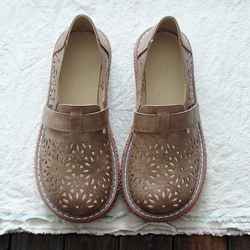 Dam Retro Casual Slip On Rund Tå Andas Slitstarka Loafers Skor