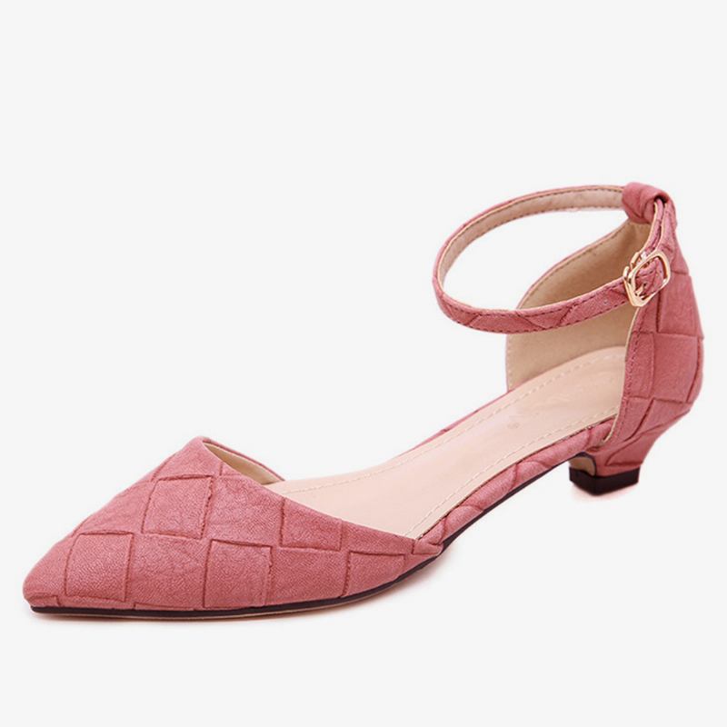 Dam Spetsad Tå Chic Ankel Spänne Strap D'orsay Flats