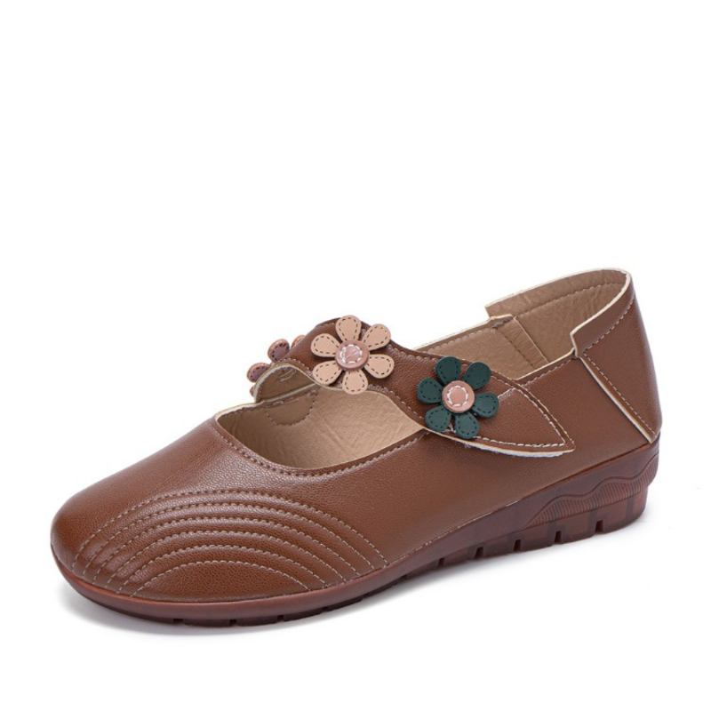Dam Vintage Blommönster Rund Tå Andas Mjuk Sula Flats