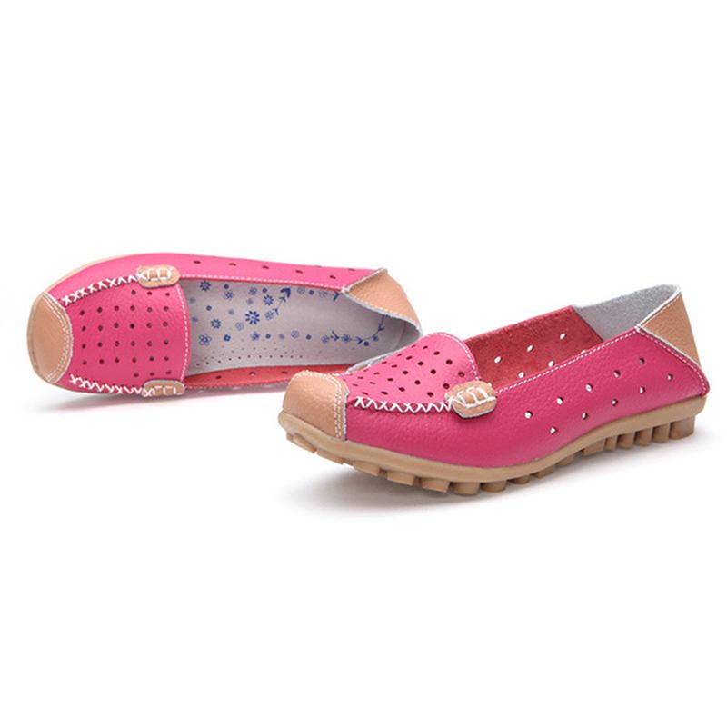 Damer I Äkta Läder Casual Flat Shoes Slip-on Fritidsskor Andas Balettskor