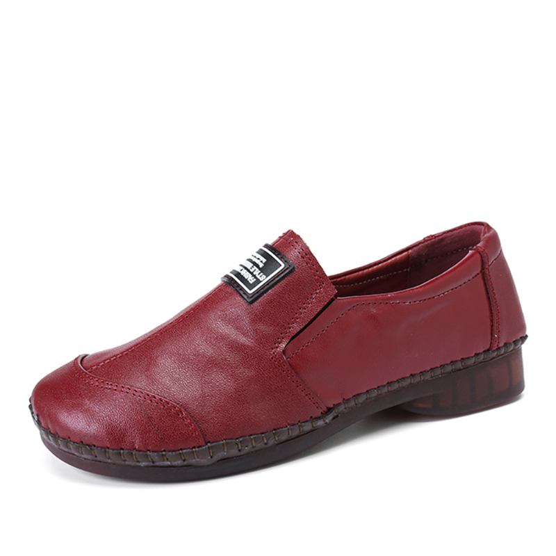 Damer I Äkta Läder Mjuka Halksäkra Flats Loafers