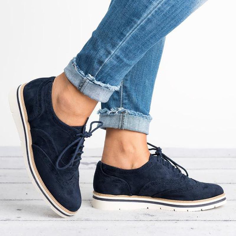 Damer Plus Storlek Brogue Snörning Mjuk Snörning Casual Oxford Loafers