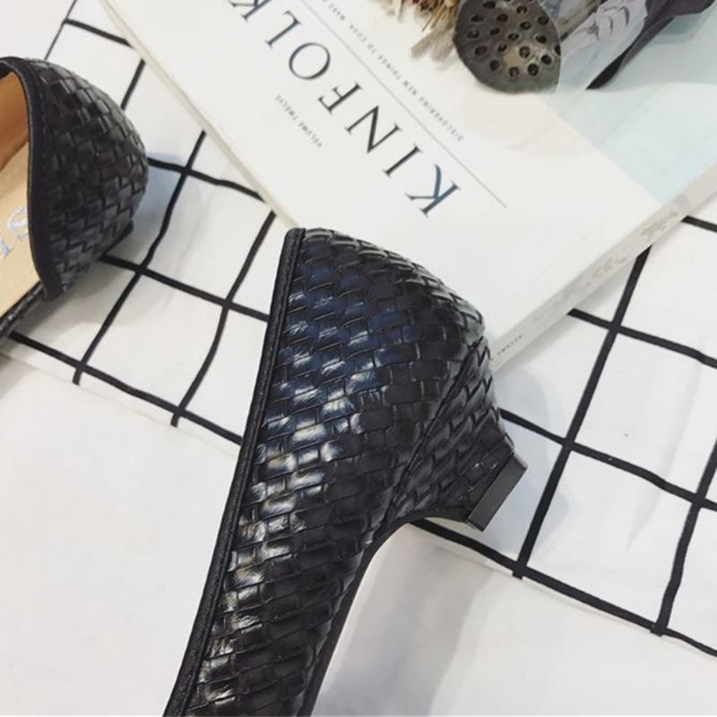 Kvinnor Bow Docor Vävd Detalj Andas Snygg D'orsay Flats