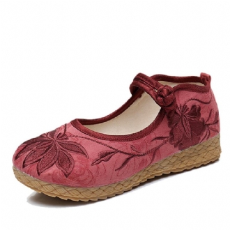 Kvinnor Broderade Blommor Mjuk Sula Casual Flat Loafers