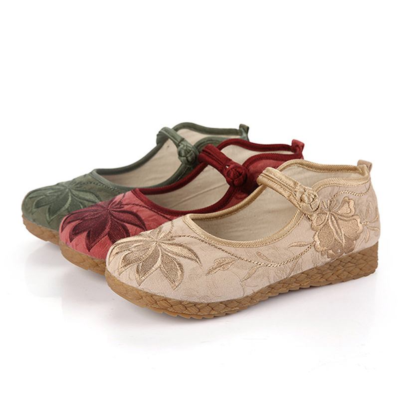 Kvinnor Broderade Blommor Mjuk Sula Casual Flat Loafers