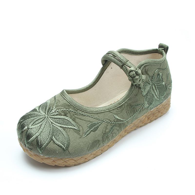 Kvinnor Broderade Blommor Mjuk Sula Casual Flat Loafers