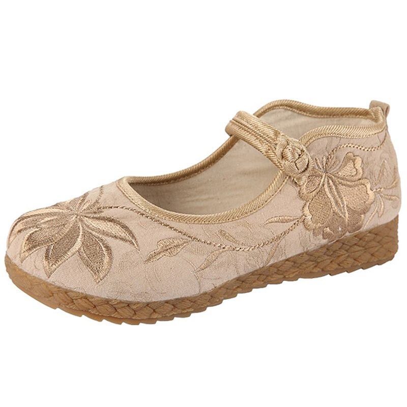 Kvinnor Broderade Blommor Mjuk Sula Casual Flat Loafers