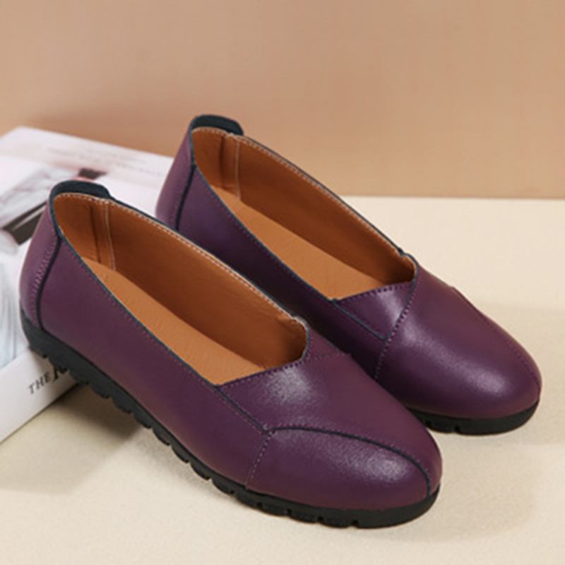 Kvinnor Casual Andas Läder Halverat Bälte Slip-on Mjuk Sula Loafers