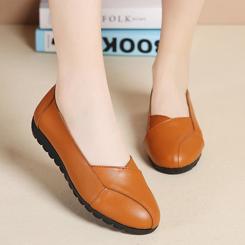 Kvinnor Casual Andas Läder Halverat Bälte Slip-on Mjuk Sula Loafers