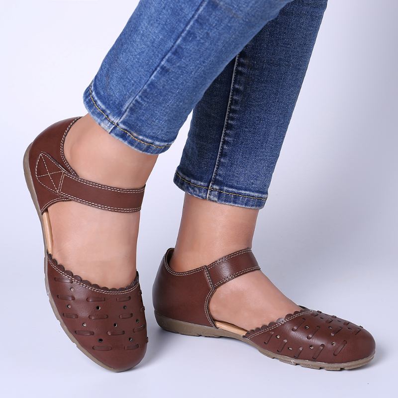 Kvinnor Casual Hollow Out Hoop Loop Flats