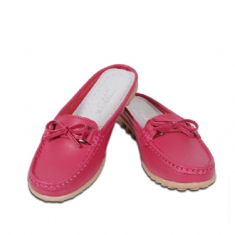 Kvinnor Casual Soft Leather Slip-ons Bowknot Chic Flat Loafers