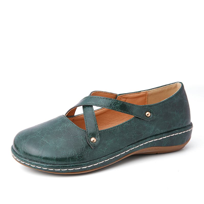 Kvinnor Cross Strap Enfärgade Casual Flats