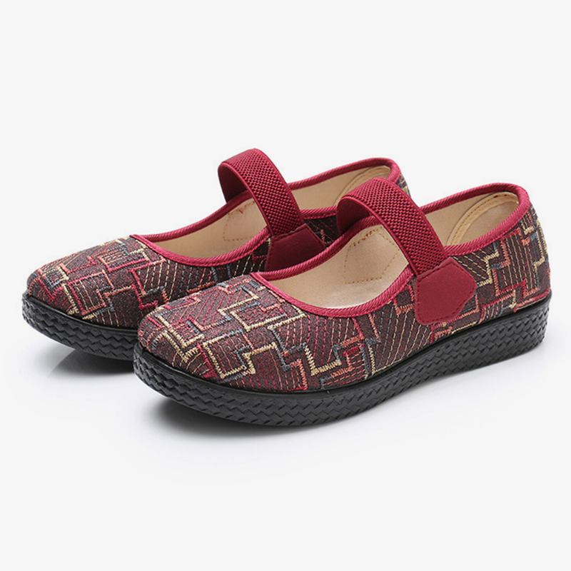 Kvinnor Gamla Peking-tyg Elastisk Slip On Resistant Loafers