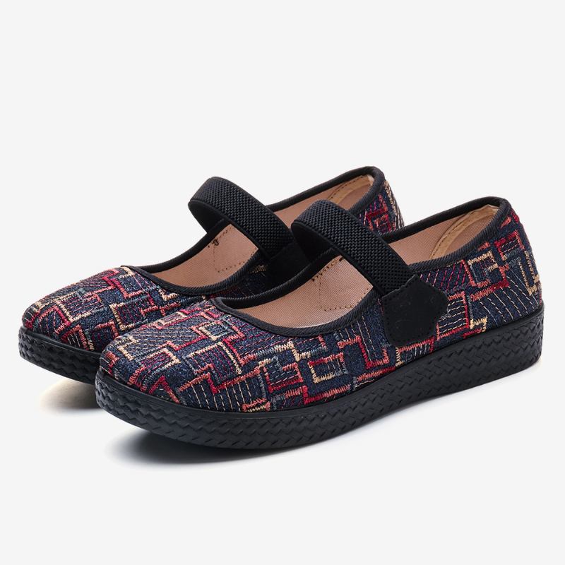 Kvinnor Gamla Peking-tyg Elastisk Slip On Resistant Loafers