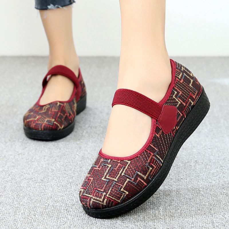 Kvinnor Gamla Peking-tyg Elastisk Slip On Resistant Loafers