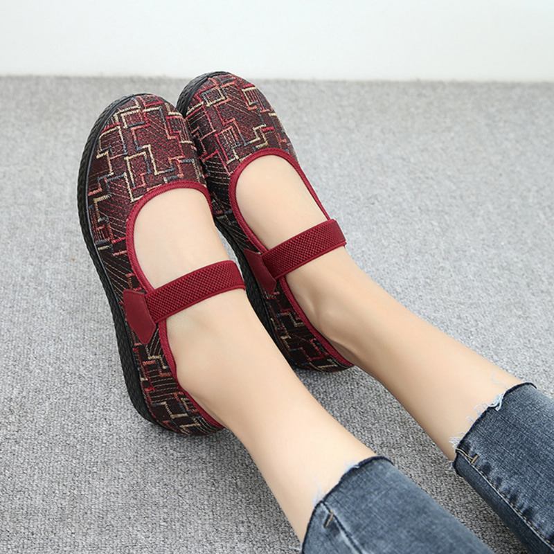 Kvinnor Gamla Peking-tyg Elastisk Slip On Resistant Loafers