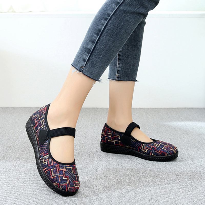 Kvinnor Gamla Peking-tyg Elastisk Slip On Resistant Loafers