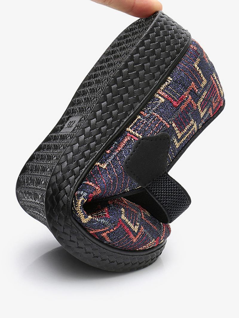 Kvinnor Gamla Peking-tyg Elastisk Slip On Resistant Loafers
