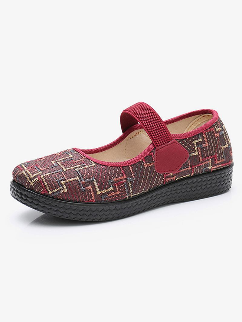 Kvinnor Gamla Peking-tyg Elastisk Slip On Resistant Loafers