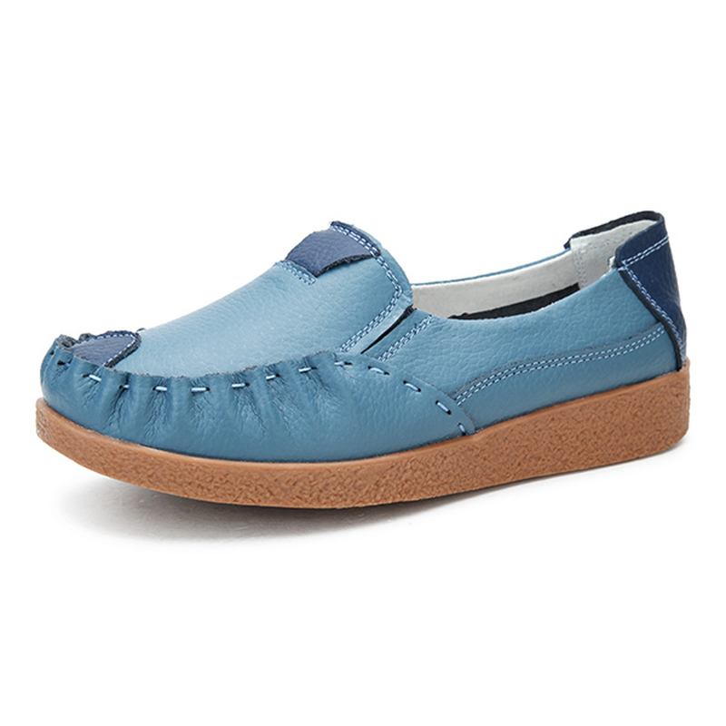 Kvinnor Höst Flats Mjuk Sloe Runda Tå Skor Färgmatchande Flat Loafers