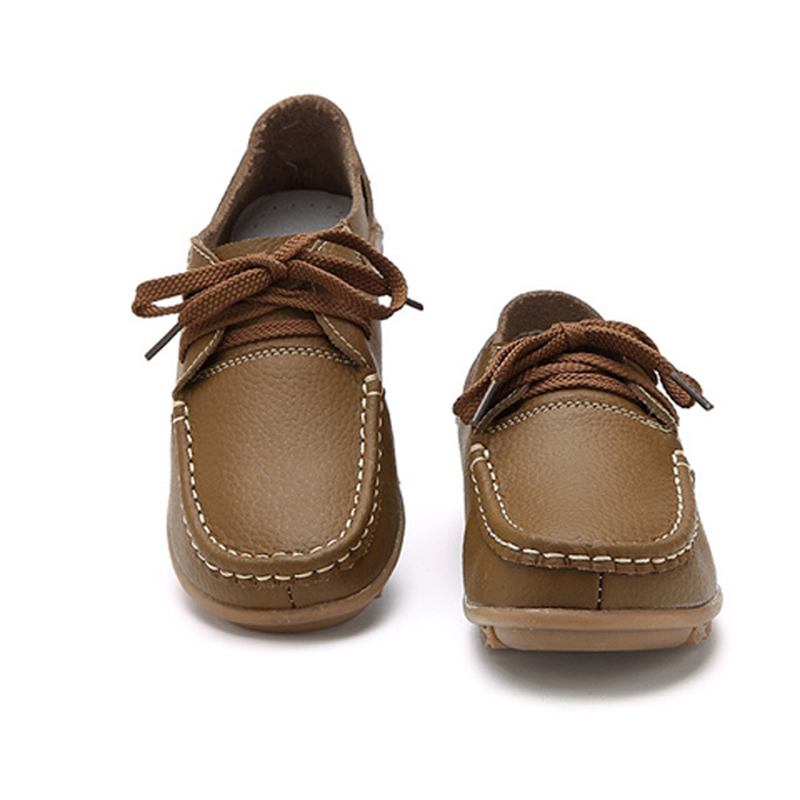 Kvinnor Höst Platta Skor Snörning Mjuk Sula Flats Rund Tå Anti-slip Loafers