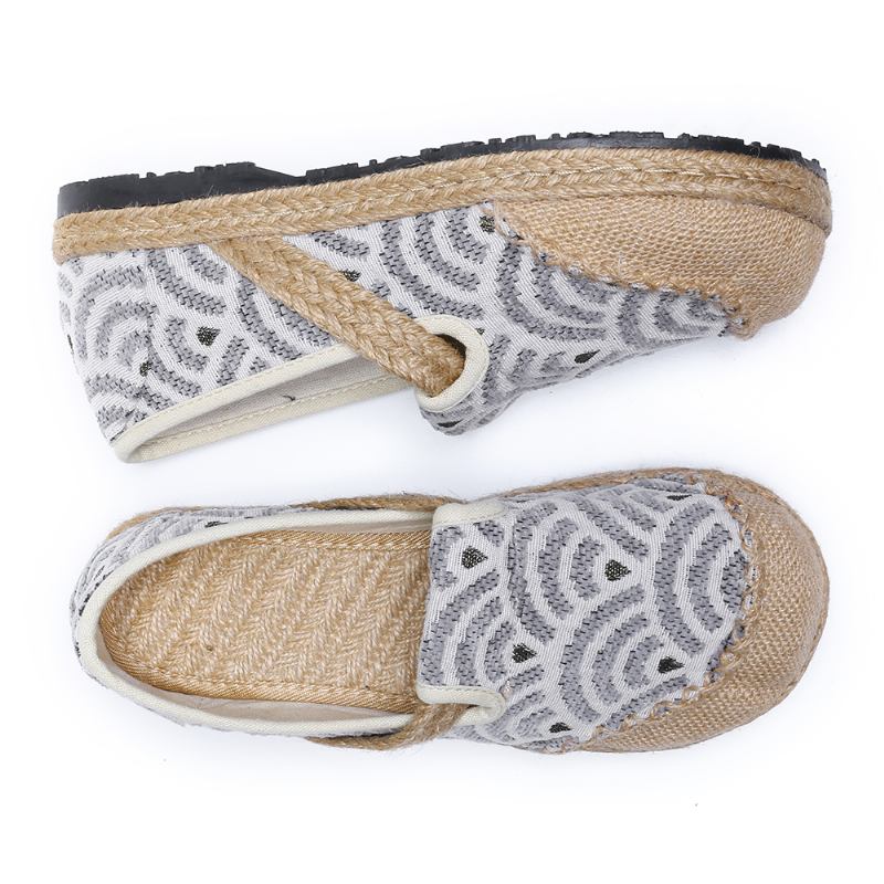 Kvinnor Linne Bärbar Rund Tå Casual Espadrille Flat Loafers