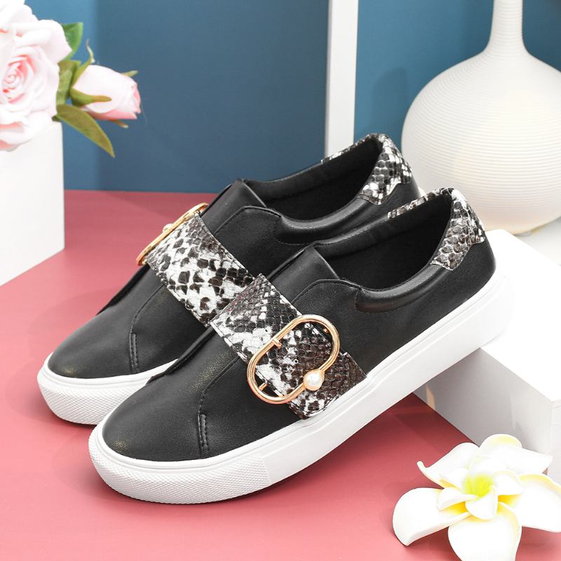 Kvinnor Metal Spänne Snake Med Tryck Casual Flats