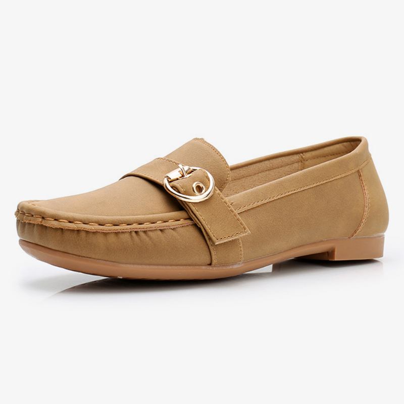Kvinnor Mjuk Sula Metallspänne Slip På Casual Daily Flats