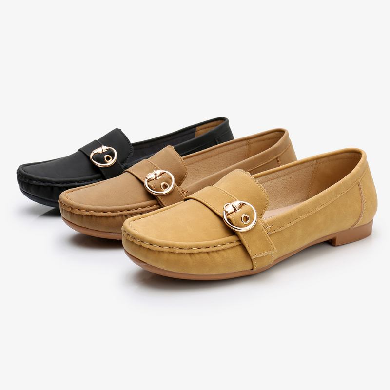 Kvinnor Mjuk Sula Metallspänne Slip På Casual Daily Flats