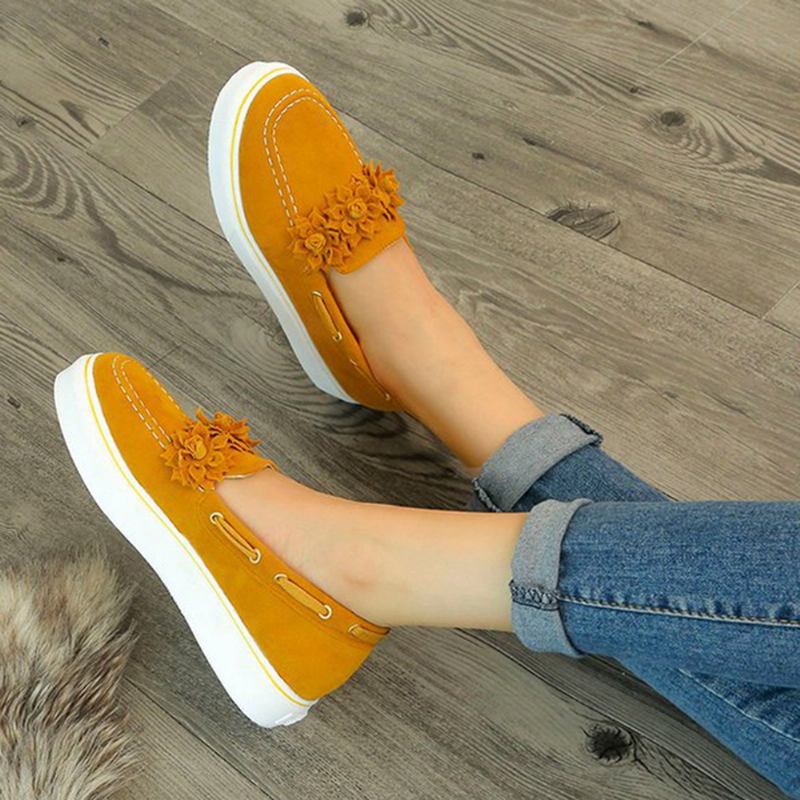Kvinnor Mocka Blommor Foder Enkel Solid Casual Loafers Skor