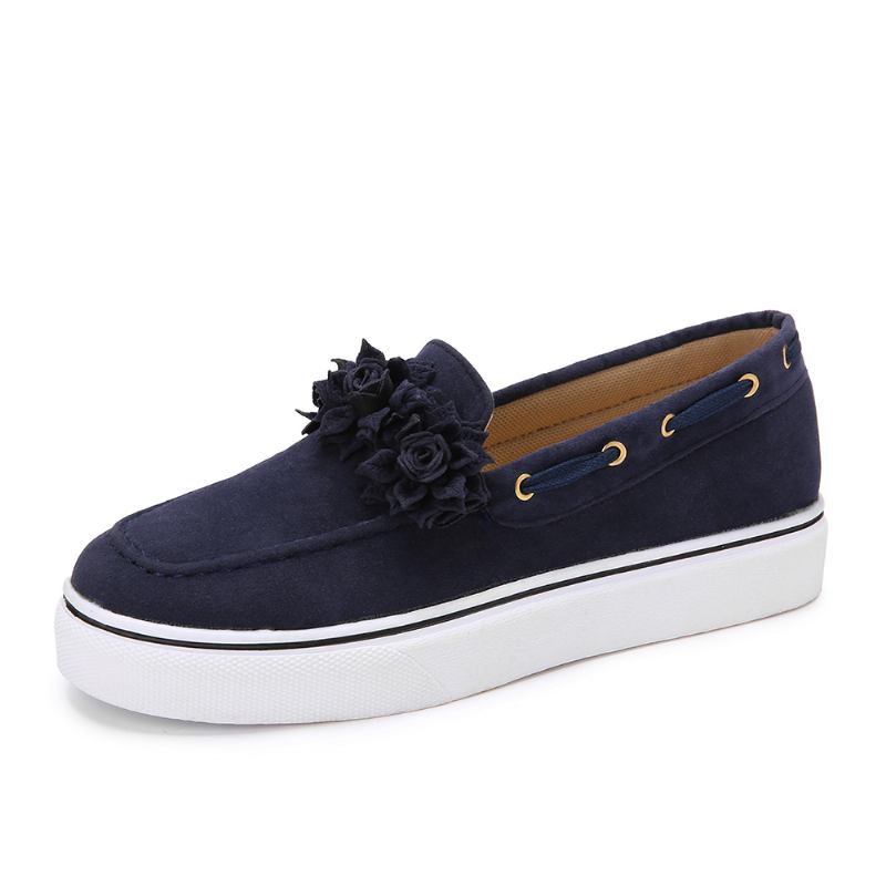 Kvinnor Mocka Blommor Foder Enkel Solid Casual Loafers Skor