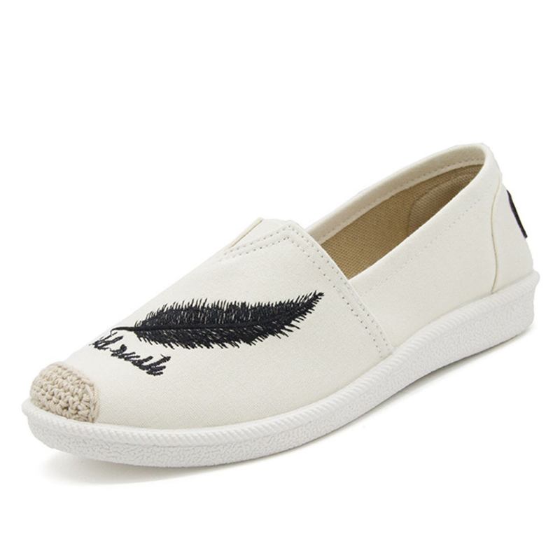 Kvinnor Mönster Broderi Slips På Casual Canvas Platta Skor