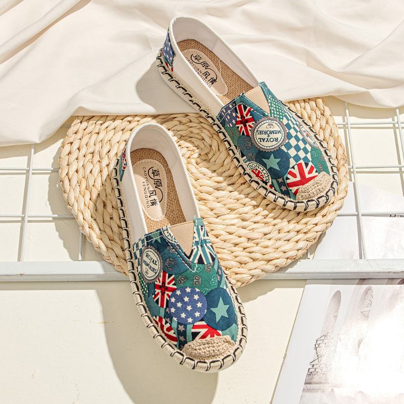 Kvinnor Mönster Slip On Hand Sömmar Casual Flat Loafers Skor